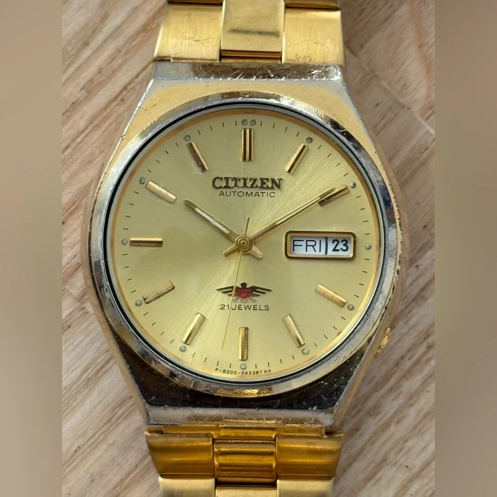 Citizen Eagle 7 Automatic 21 Jewels Rare Vintage Men’s Watch Gold Dial Bracelet